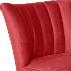 Samtvelours Sessel in Rot und Nussbaum - Darand^Wohnen Sale