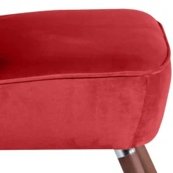 Samtvelours Sessel in Rot und Nussbaum - Darand^Wohnen Sale