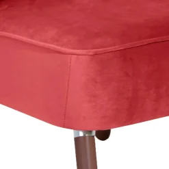 Samtvelours Sessel in Rot und Nussbaum - Darand^Wohnen Sale