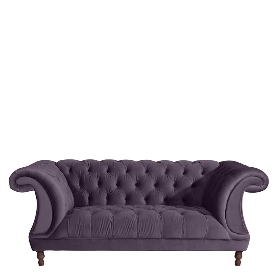 Samtvelours Sofa in Dunkellila - Valbreda^Wohnen Clearance