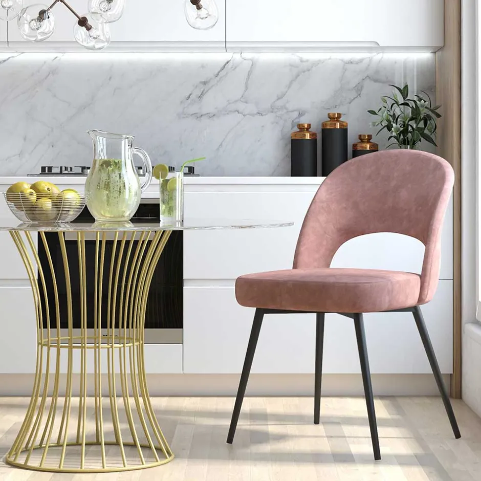 Samtvelours Stuhl in Altrosa - Landhuis^Wohnen Outlet