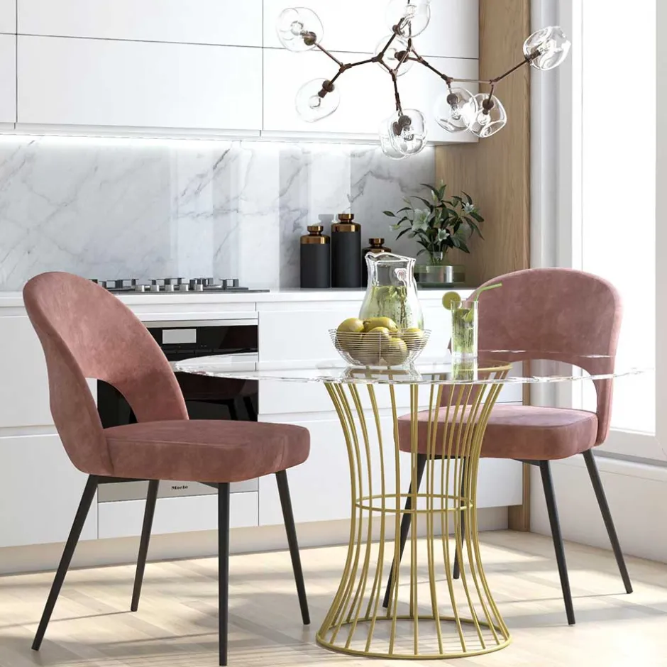 Samtvelours Stuhl in Altrosa - Landhuis^Wohnen Outlet