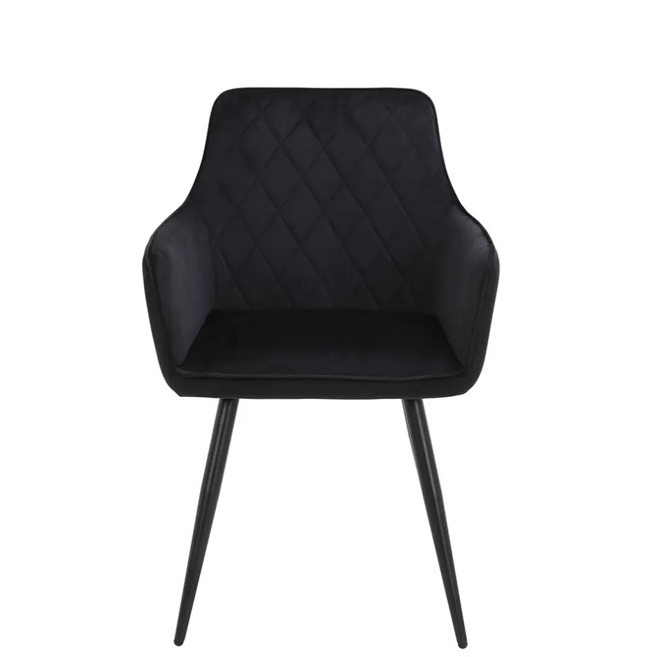 Samtvelours Tischsessel in Schwarz - Laromain (2er Set)^Wohnen Clearance