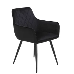 Samtvelours Tischsessel in Schwarz - Laromain (2er Set)^Wohnen Clearance