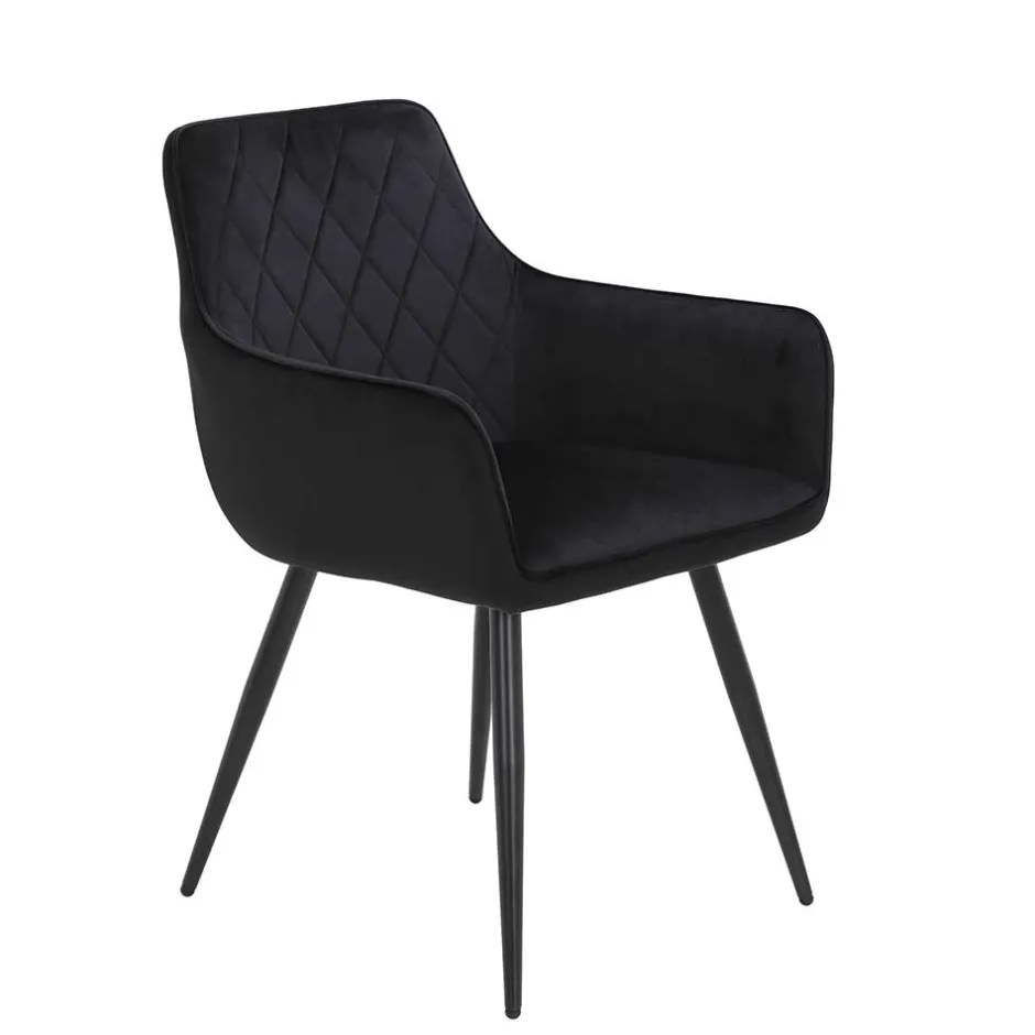 Samtvelours Tischsessel in Schwarz - Laromain (2er Set)^Wohnen Clearance