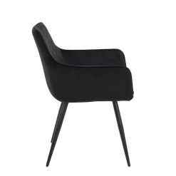 Samtvelours Tischsessel in Schwarz - Laromain (2er Set)^Wohnen Clearance