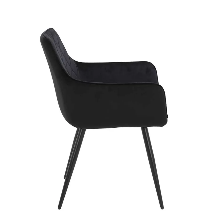 Samtvelours Tischsessel in Schwarz - Laromain (2er Set)^Wohnen Clearance