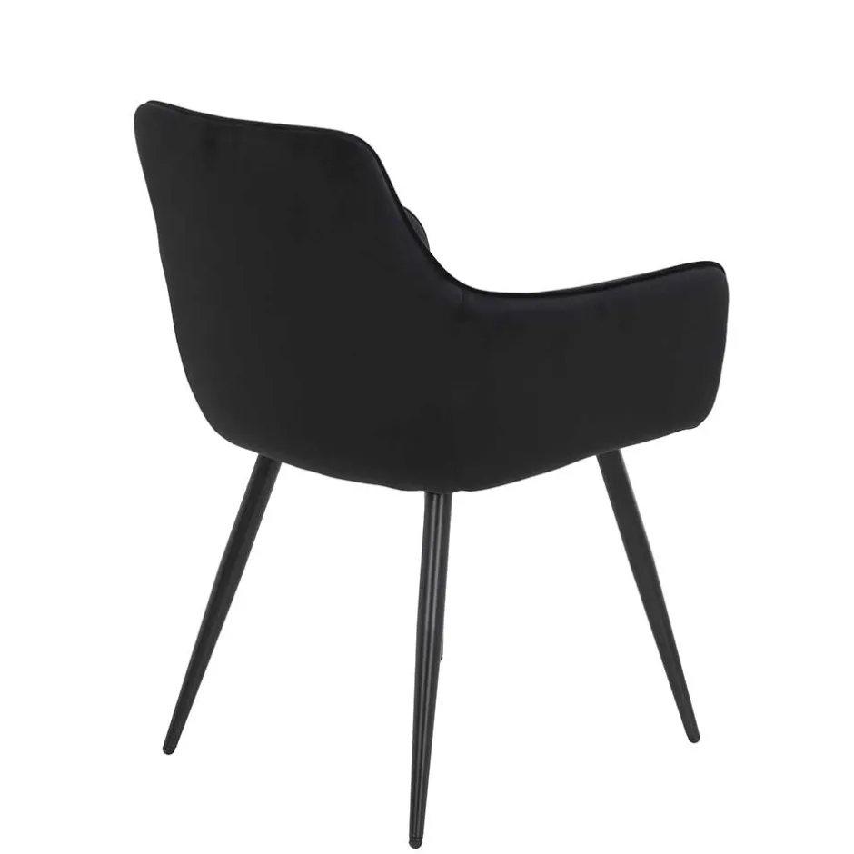 Samtvelours Tischsessel in Schwarz - Laromain (2er Set)^Wohnen Clearance