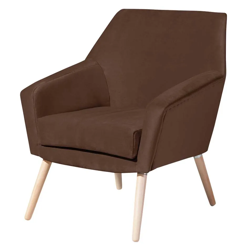 Wohnen Samtvelours Wohnzimmersessel in Braun - Botein