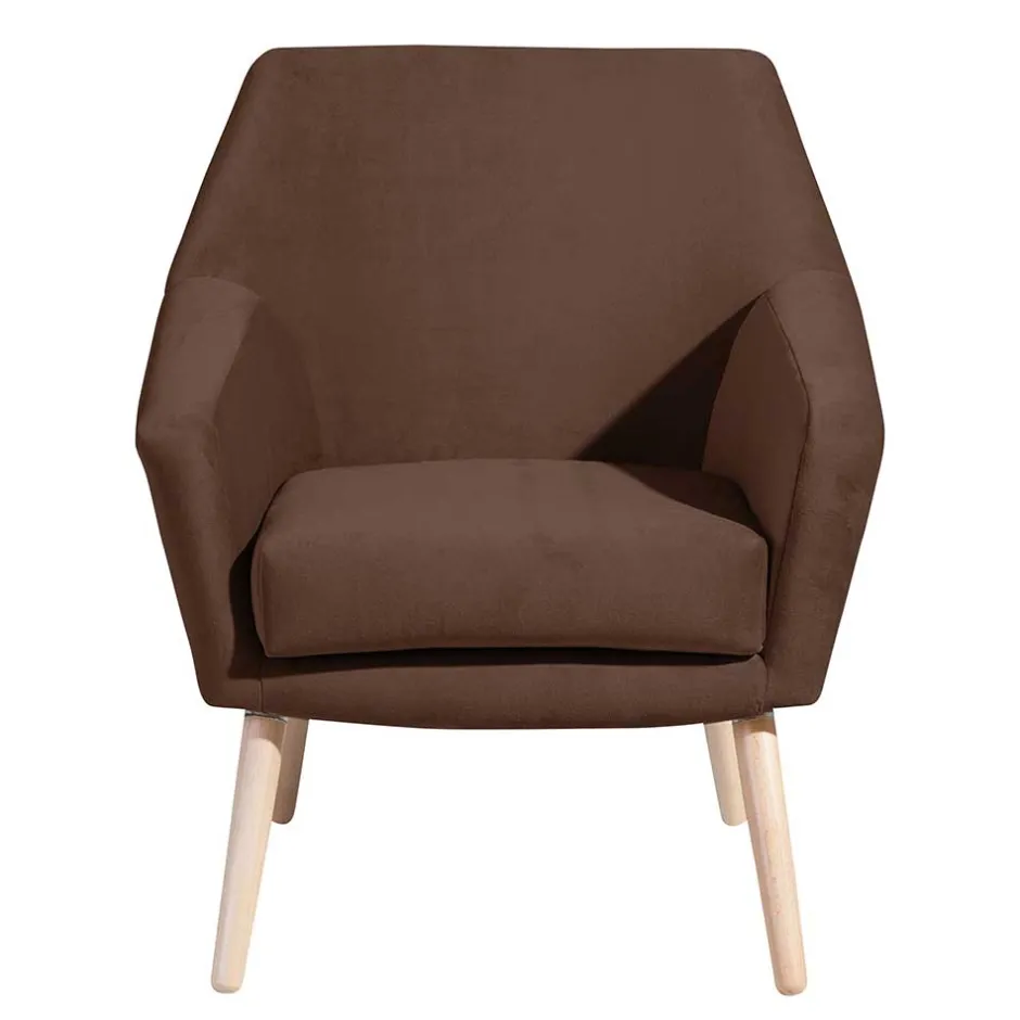Wohnen Samtvelours Wohnzimmersessel in Braun - Botein