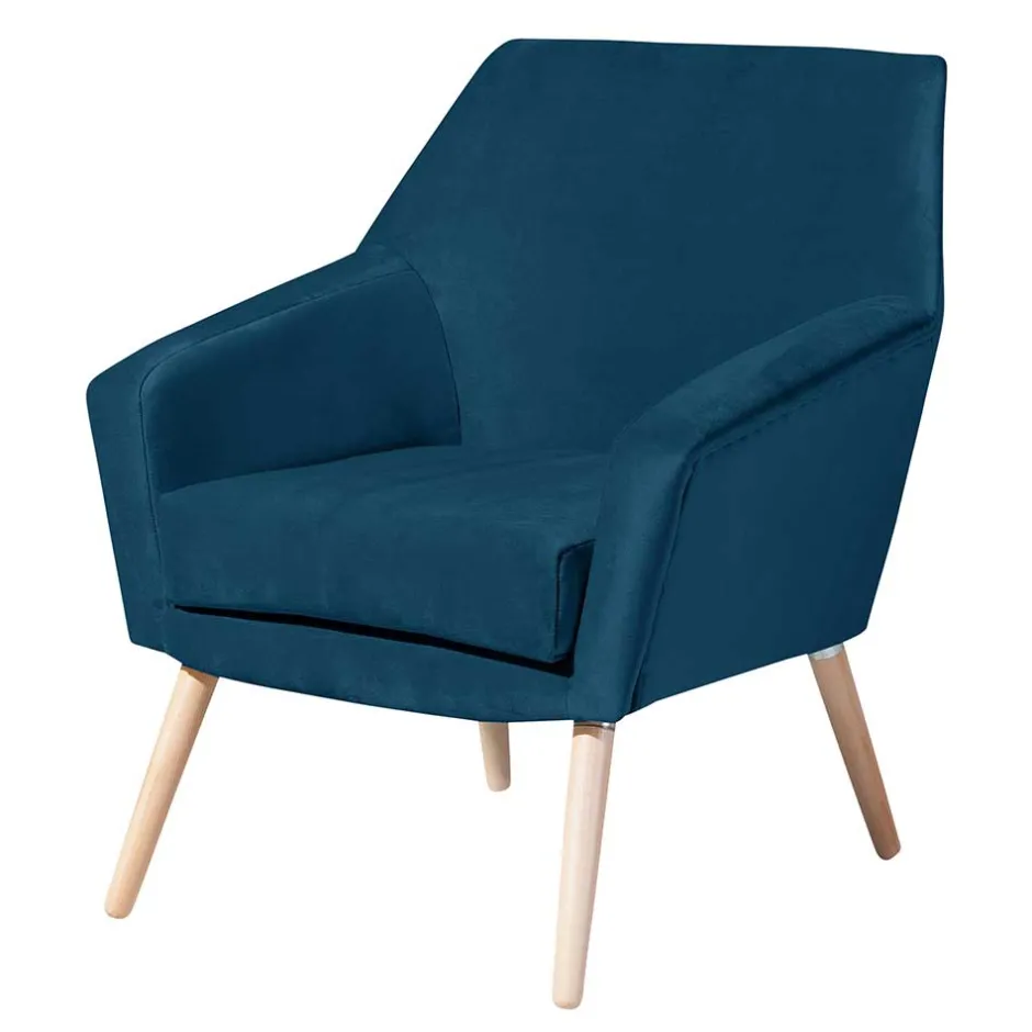 Samtvelours-Sessel in Petrol Blau - Bakra^Wohnen Sale