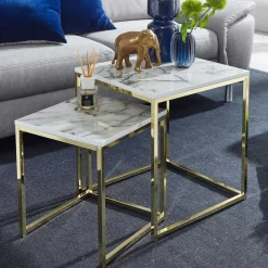 Wohnen 2-Satz Couchtisch in Marmor Optik - Vilanda (zweiteilig)