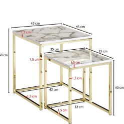 Wohnen 2-Satz Couchtisch in Marmor Optik - Vilanda (zweiteilig)