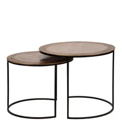 Wohnen 2-Satz Tisch in Gold & Schwarz - Chace (zweiteilig)