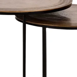 Wohnen 2-Satz Tisch in Gold & Schwarz - Chace (zweiteilig)