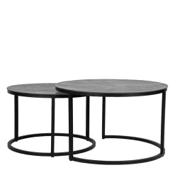 Wohnen 2-Satz-Tisch in Grau & Schwarz - Jacy (zweiteilig)