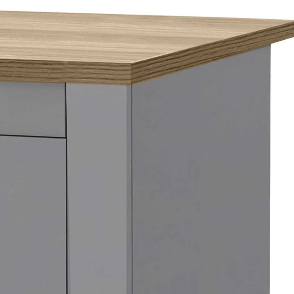 Wohnen Scandi Chic Nachtkommode in Grau mit Eiche - Donia