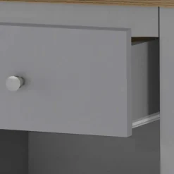 Wohnen Scandi Chic Nachtkommode in Grau mit Eiche - Donia