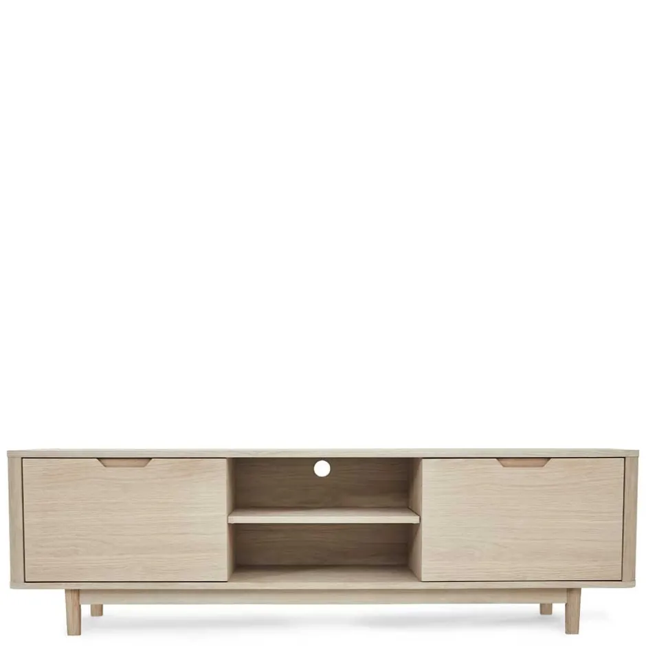 Wohnen Scandi Chic TV Lowboard in Eiche Weiß - Rosanna