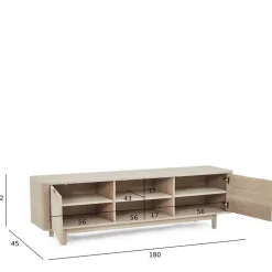 Wohnen Scandi Chic TV Lowboard in Eiche Weiß - Rosanna