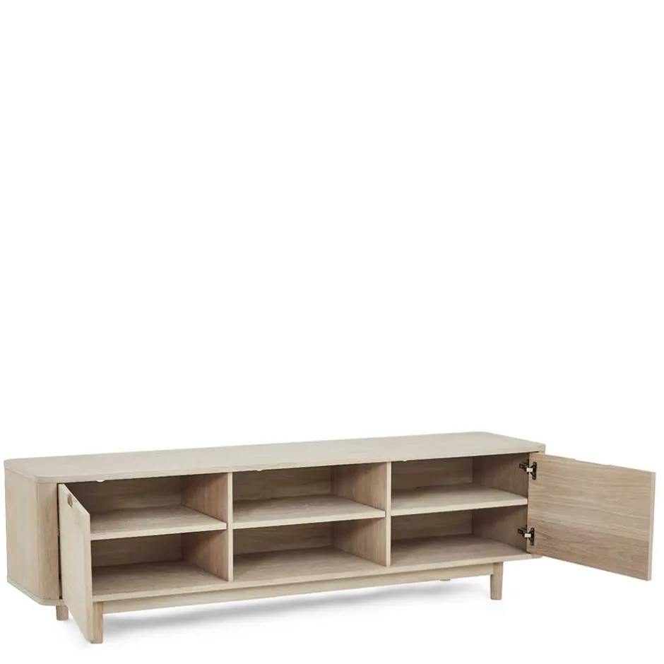 Wohnen Scandi Chic TV Lowboard in Eiche Weiß - Rosanna