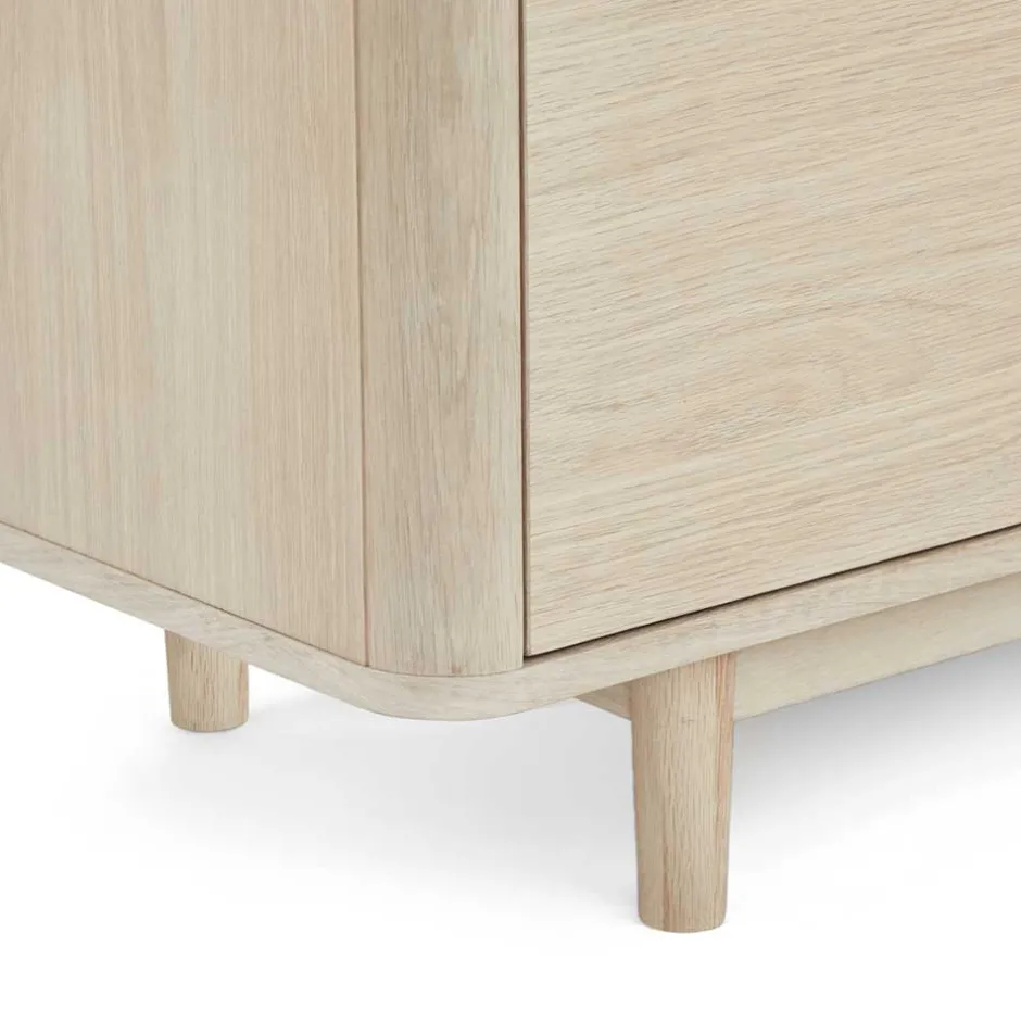 Wohnen Scandi Chic TV Lowboard in Eiche Weiß - Rosanna