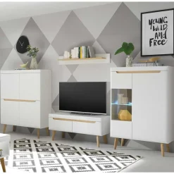 Scandi Chic TV Wohnwand Möbel - Ginko (vierteilig)^Wohnen