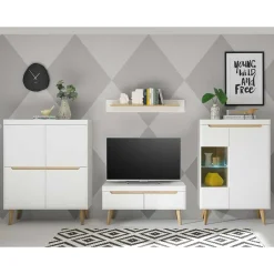 Scandi Chic TV Wohnwand Möbel - Ginko (vierteilig)^Wohnen