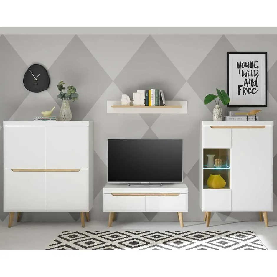 Scandi Chic TV Wohnwand Möbel - Ginko (vierteilig)^Wohnen