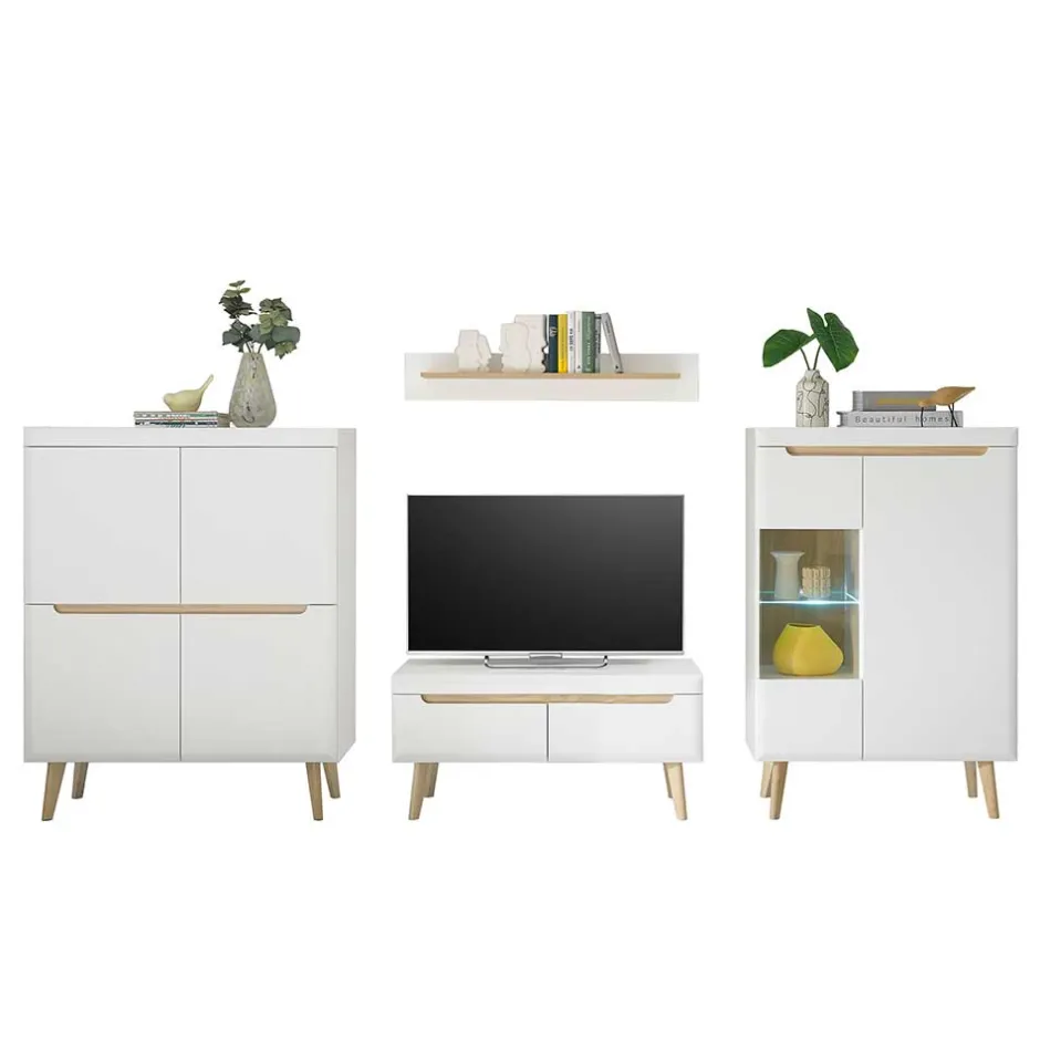 Scandi Chic TV Wohnwand Möbel - Ginko (vierteilig)^Wohnen