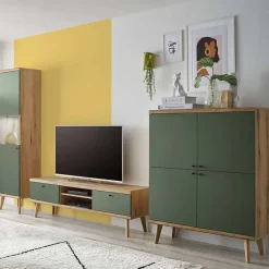 Scandi Chic Wohnwand in Graugrün - Oliva (dreiteilig)^Wohnen Hot