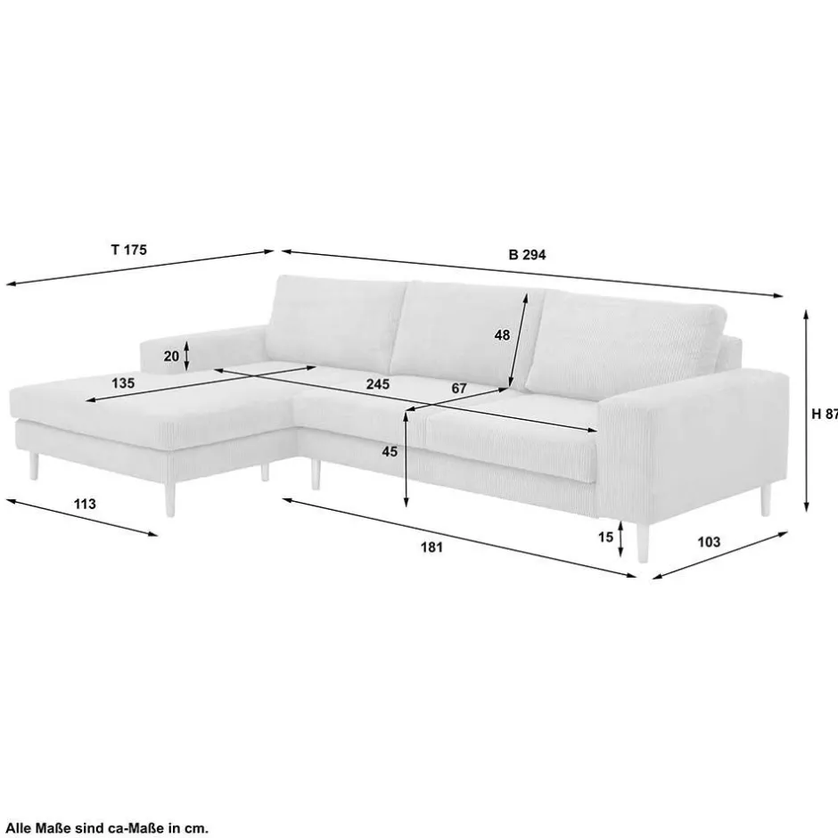 Scandi Ecksofa in Anthrazit mit Buche - Lidio^Wohnen New