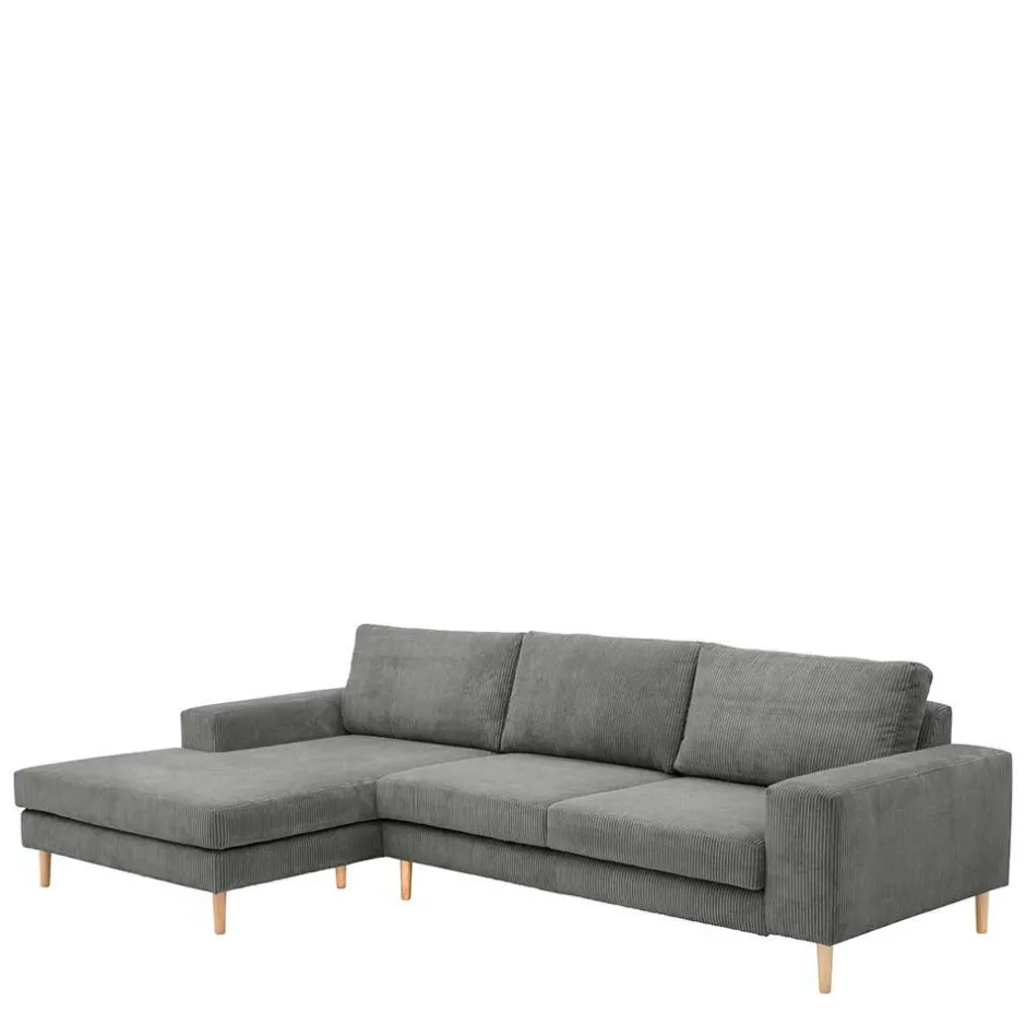 Scandi Ecksofa in Anthrazit mit Buche - Lidio^Wohnen New