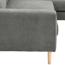 Scandi Ecksofa in Anthrazit mit Buche - Lidio^Wohnen New