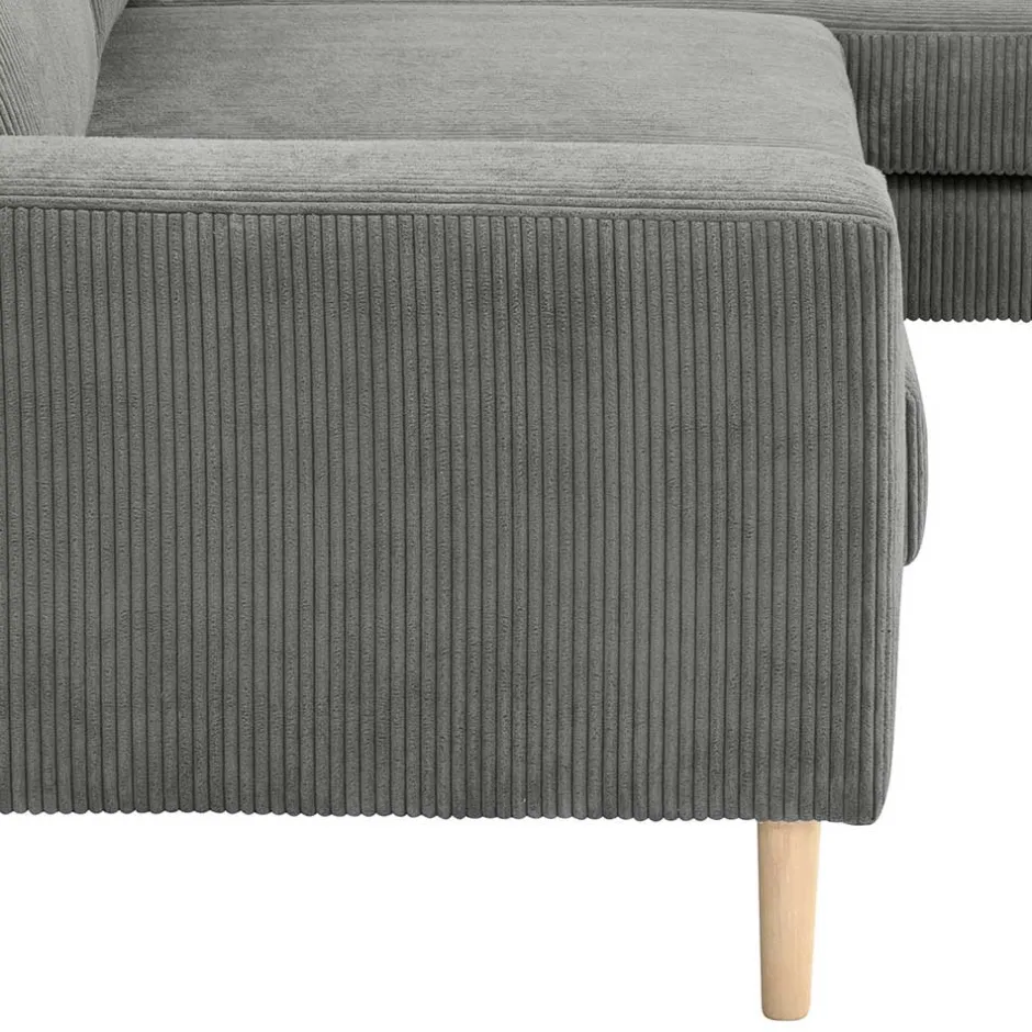 Scandi Ecksofa in Anthrazit mit Buche - Lidio^Wohnen New