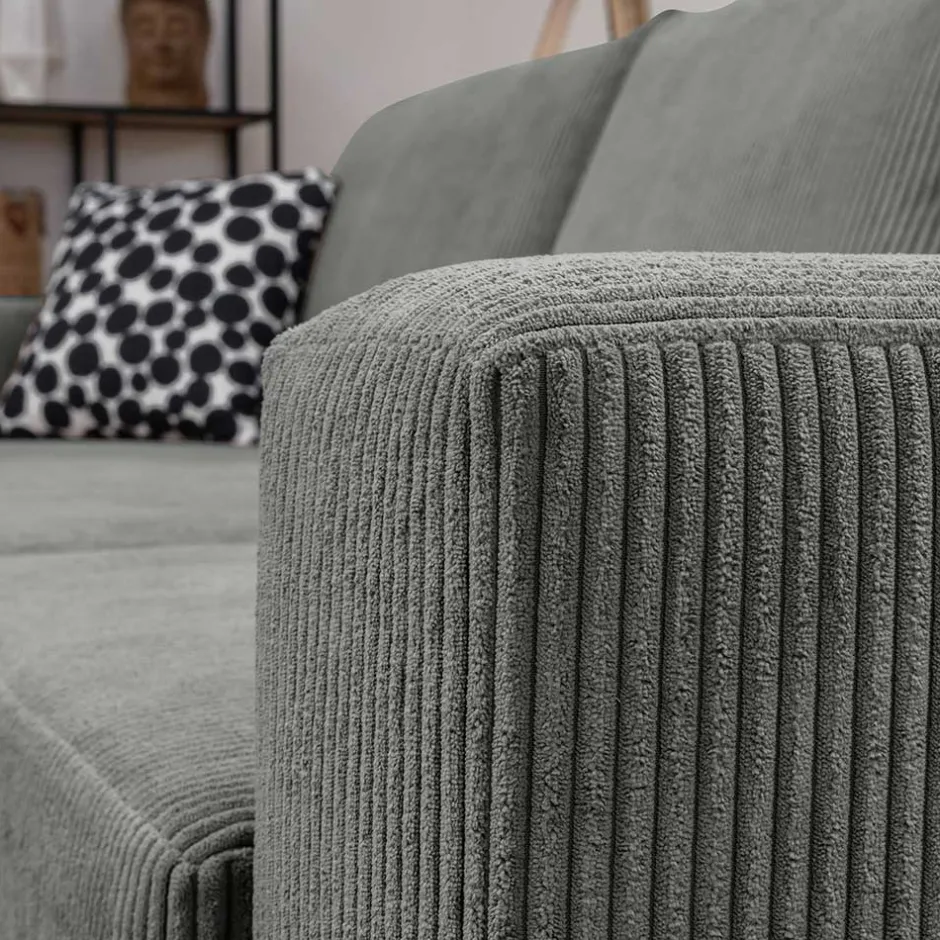 Scandi Ecksofa in Anthrazit mit Buche - Lidio^Wohnen New