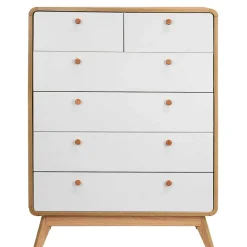 Wohnen Scandi Hochkommode in Eiche mit Weiß - Jendren