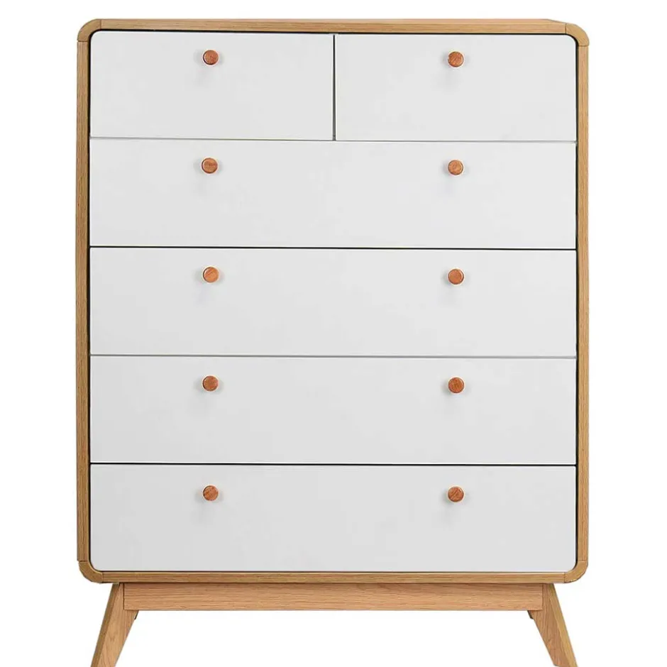Wohnen Scandi Hochkommode in Eiche mit Weiß - Jendren