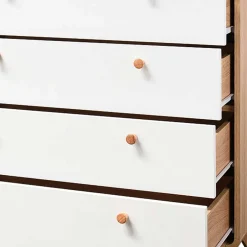 Wohnen Scandi Hochkommode in Eiche mit Weiß - Jendren