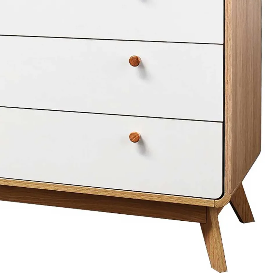 Wohnen Scandi Hochkommode in Eiche mit Weiß - Jendren