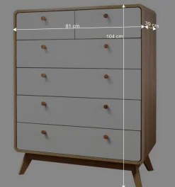 Wohnen Scandi Hochkommode in Eiche mit Weiß - Jendren