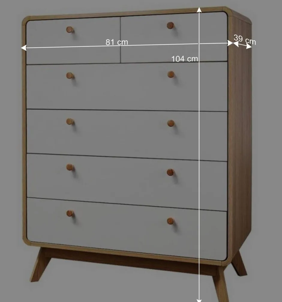 Wohnen Scandi Hochkommode in Eiche mit Weiß - Jendren