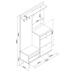 Scandi Kompaktgarderobe in 110x200x34 - Cablos^Wohnen Discount