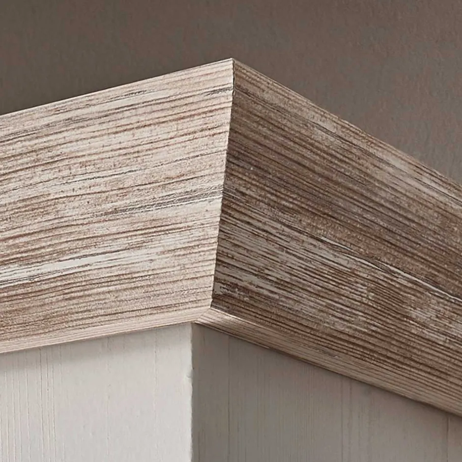 Wohnen Scandi Landhaus Highboard in Weiß Pinie Shabby Nedita 140 cm breit