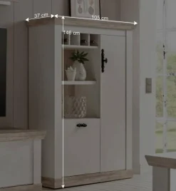 Wohnen Scandi Landhaus Wohnzimmermöbel Set Nedita in Weiß (vierteilig)