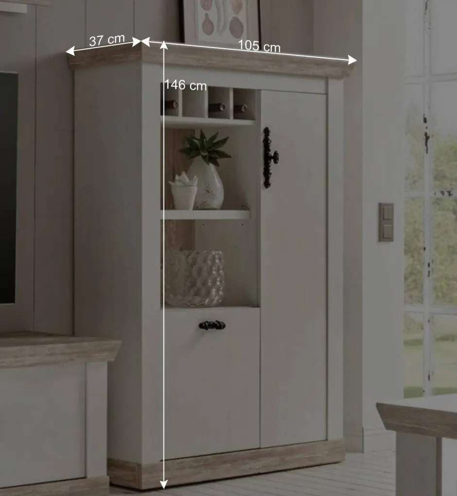 Wohnen Scandi Landhaus Wohnzimmermöbel Set Nedita in Weiß (vierteilig)