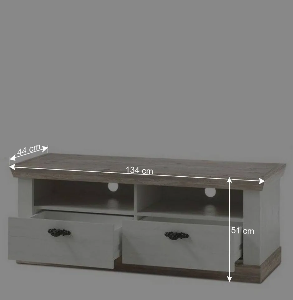 Wohnen Scandi Landhaus Wohnzimmermöbel Set Nedita in Weiß (vierteilig)