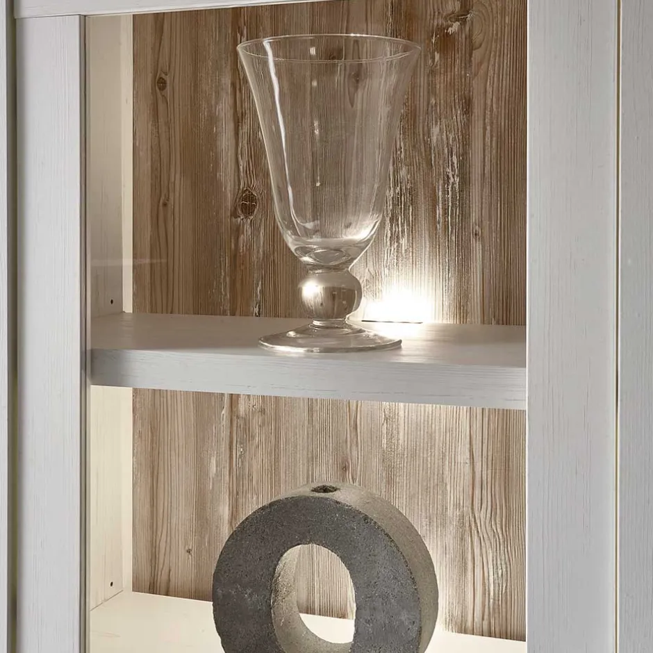 Wohnen Scandi Landhaus Wohnzimmermöbel Set Nedita in Weiß (vierteilig)