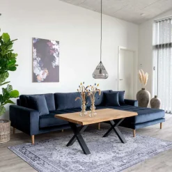 Scandi Polsterecke in Dunkelblau Samt - Peetja^Wohnen Discount