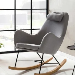 Scandi Schaukelstuhl mit grauem Stoff - Karin^Wohnen Sale